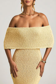Oh Polly Dresses Naia maxi robe jaune épaules dénudées