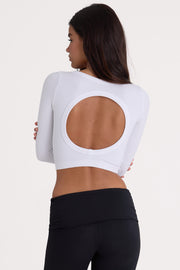 Oh Polly Tops BT2478 Top Crop Blanc Côtelé Modal