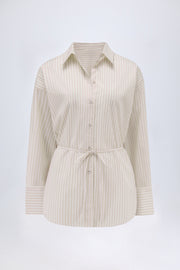 Oh Polly Lerici chemise oversize coton rayure taupe