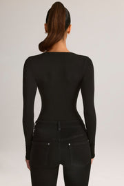 Oh Polly Elodie bodysuit noir modal col plongeant manches longues