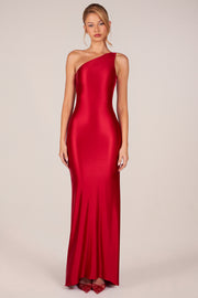 Oh Polly Adelina robe longue satin cerise dos nu