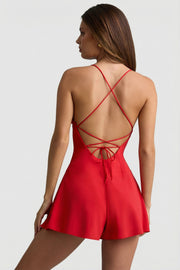 Oh Polly Jumpsuits Helaia combishort rouge froncé