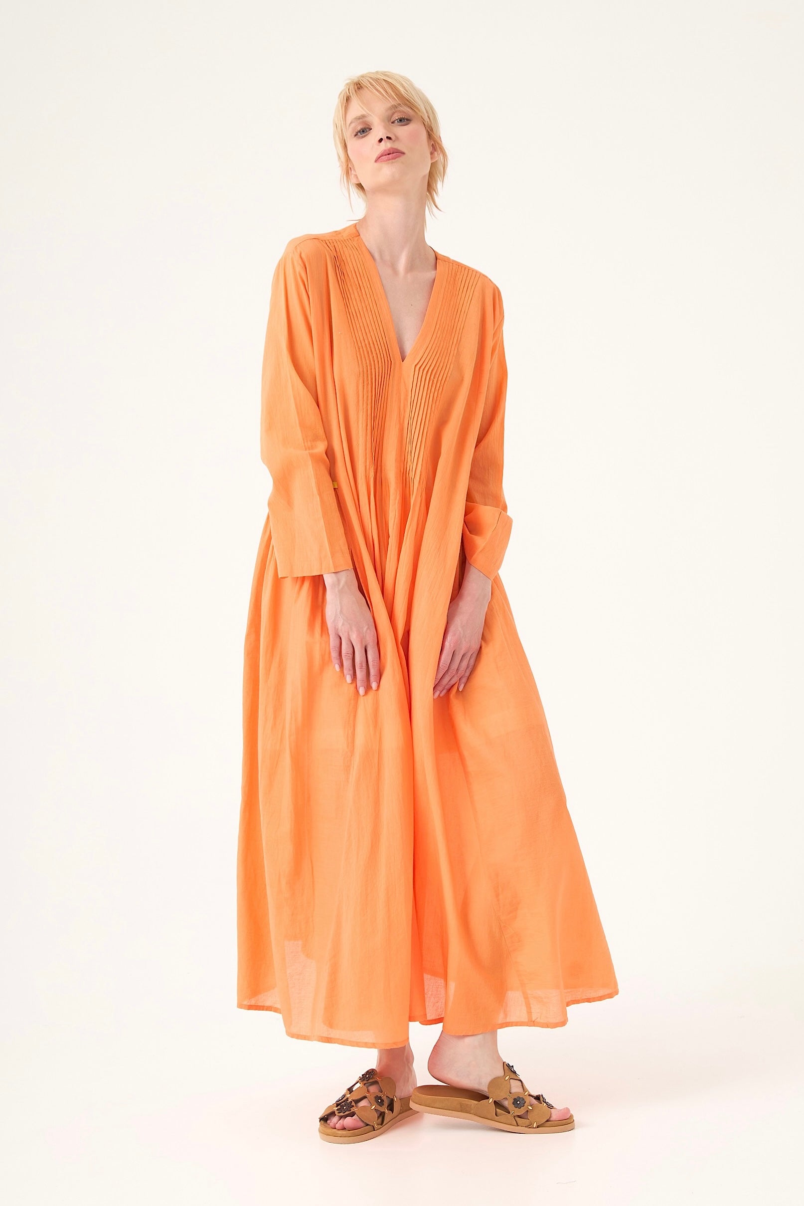 CHICOSOLEIL Zazie robe longue orange voile coton