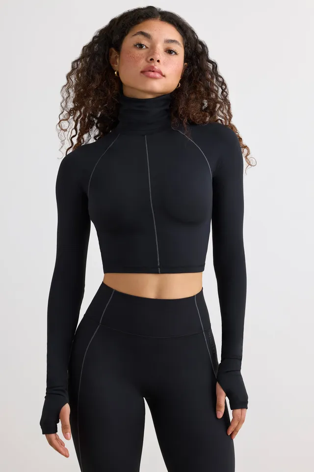 Oh Polly Bo+Tee top court noir col montant sport