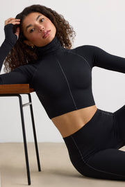 Oh Polly Bo+Tee top court noir col montant sport