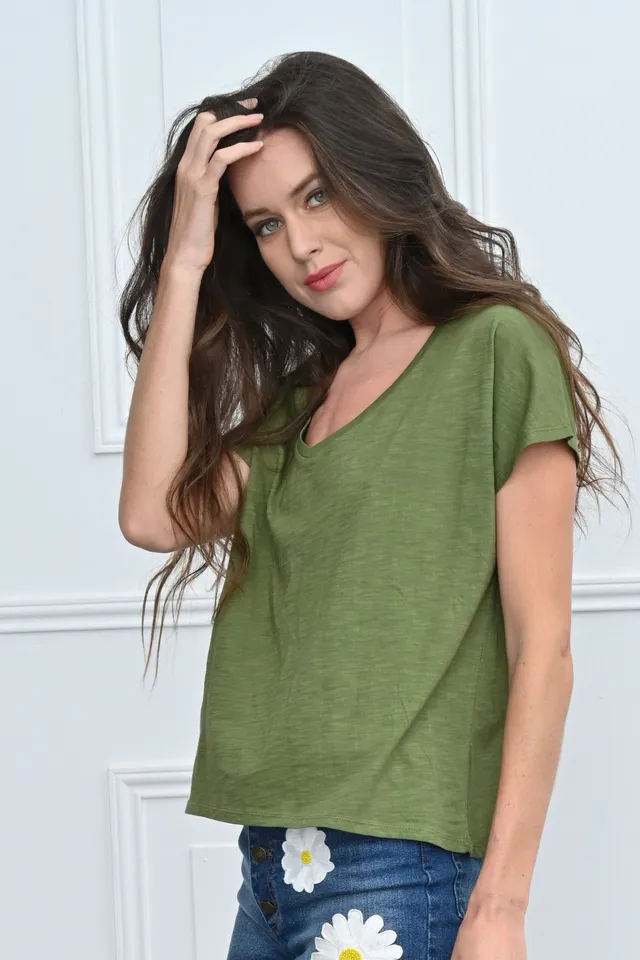 Chicosoleil Roxane tee-shirt kaki coton moulant