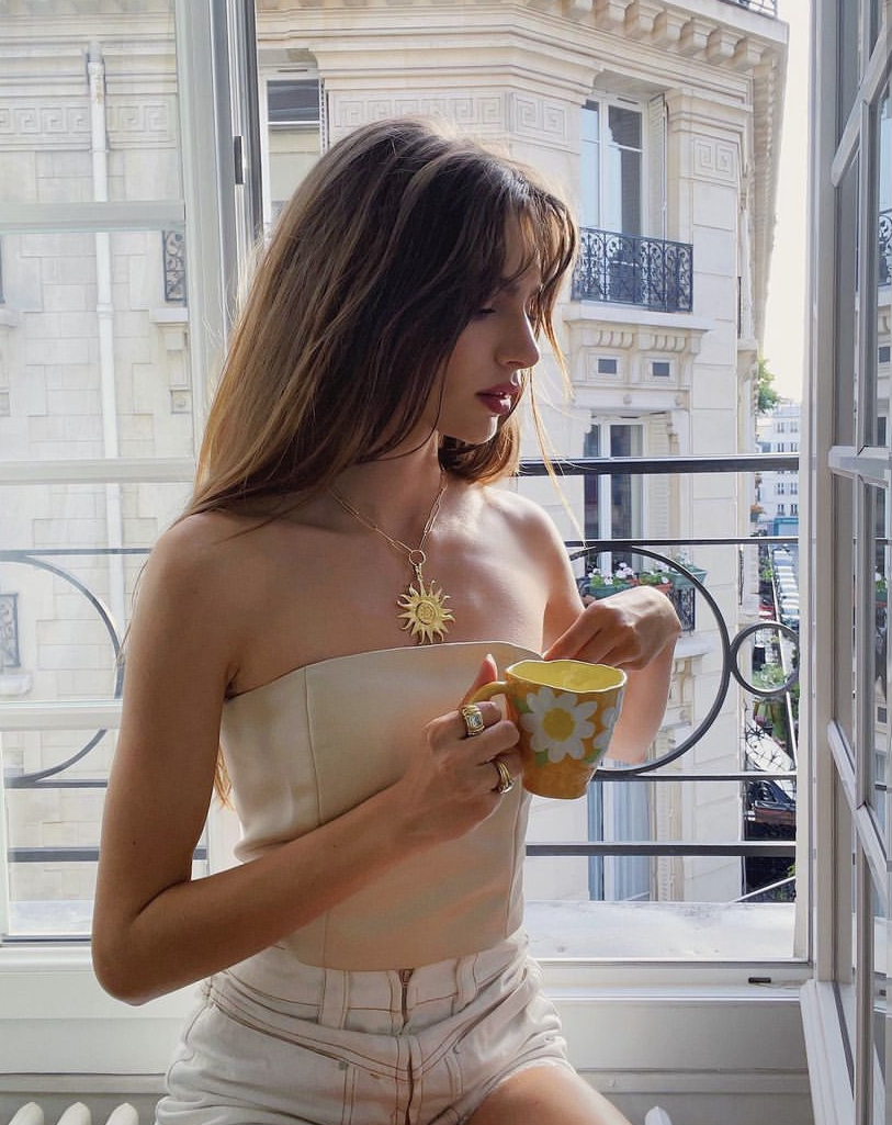 The Ethiquette Bustiers Victoire bustier beige ruban rose