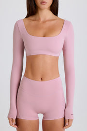 Oh Polly BT2489 crop top mauve manches longues