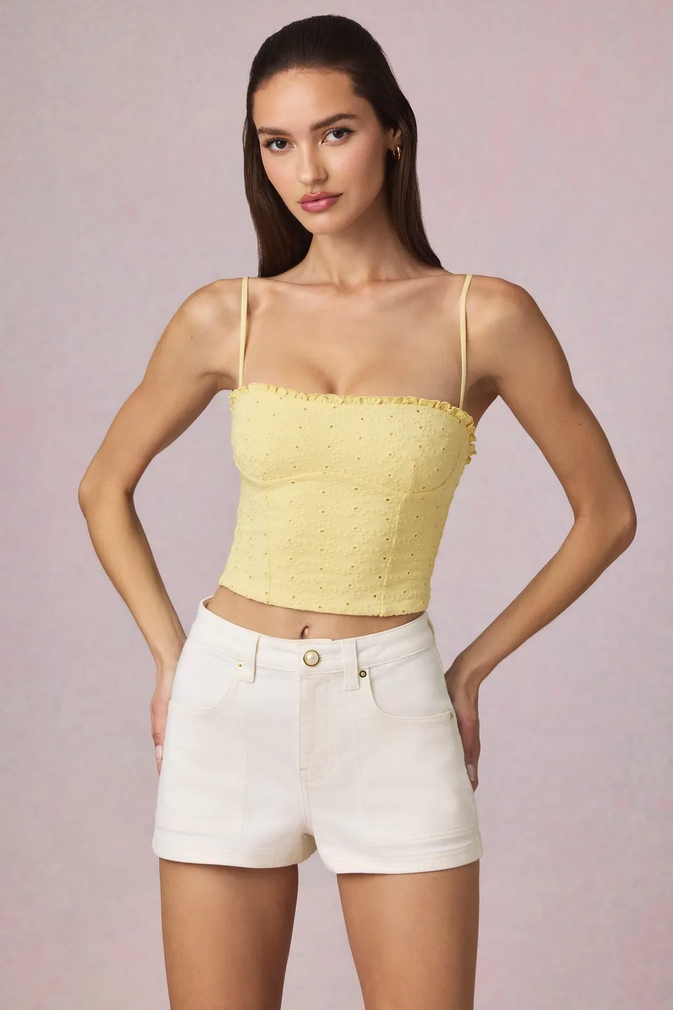 Oh Polly Beata Short jean 13824D écru taille haute