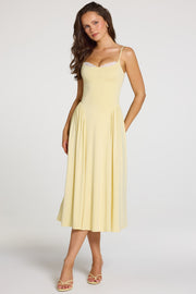 Oh Polly Dresses Livia robe midaxi jaune pastel modal dentelle
