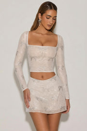 Oh Polly Nolene 12743 mini jupe ivoire strass