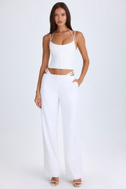 Oh Polly Zaria pantalon large blanc découpé à ceinture