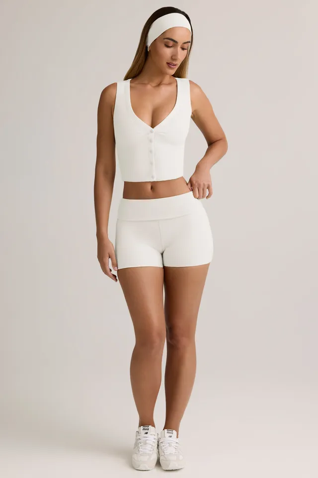 Oh Polly Leif short côtelé blanc modal dentelle