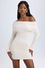 Oh Polly Dresses 12432B robe mini ivoire froncée modal