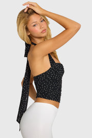 Oh Polly Tops Crop Top Myles 16673 Noir Pois Armaturé