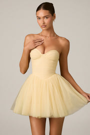 Oh Polly Dottie robe mini corset tulle jaune bustier