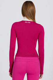 Oh Polly BT2411 top col roulé rose magenta manches longues