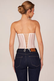 Oh Polly Tops Zoa Corset Top Ivoire bustier satin lacé