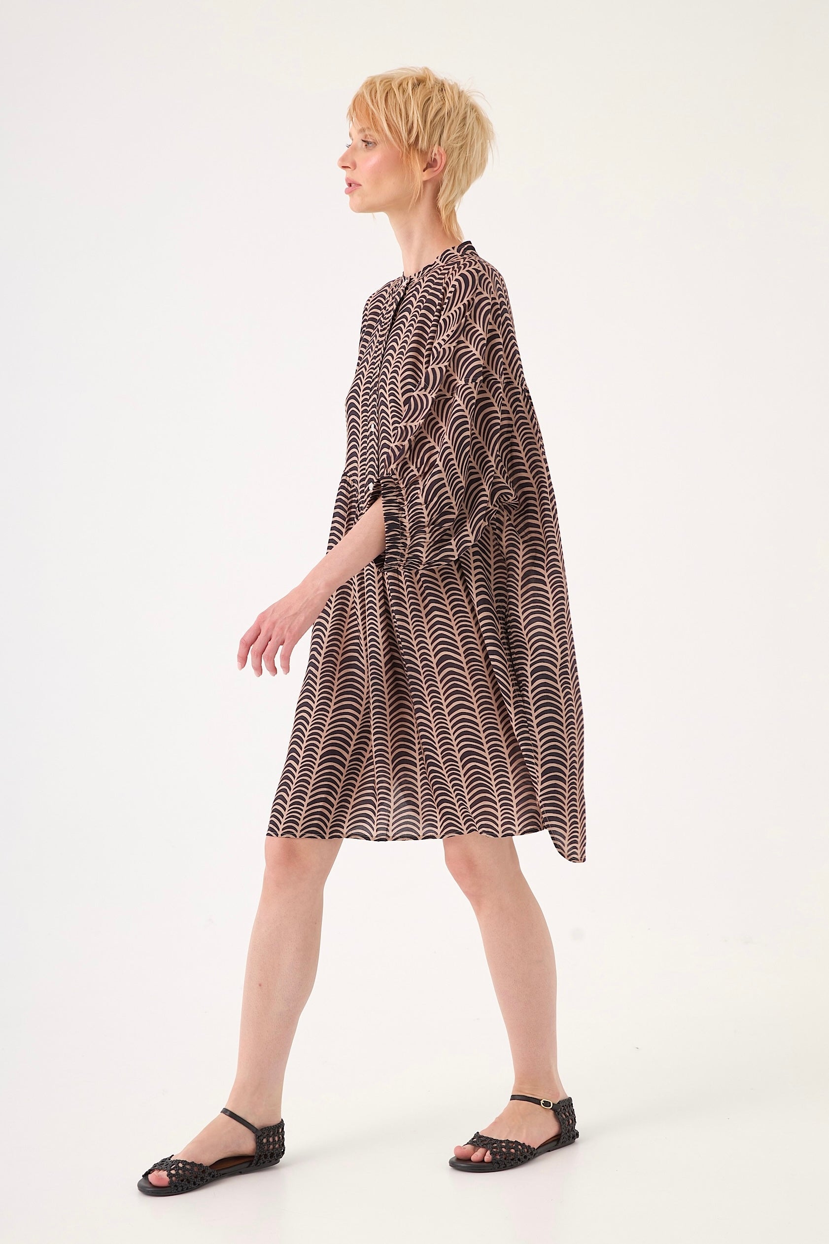 CHICOSOLEIL ROBES Robe AGATHE satin viscose sable d'ébène