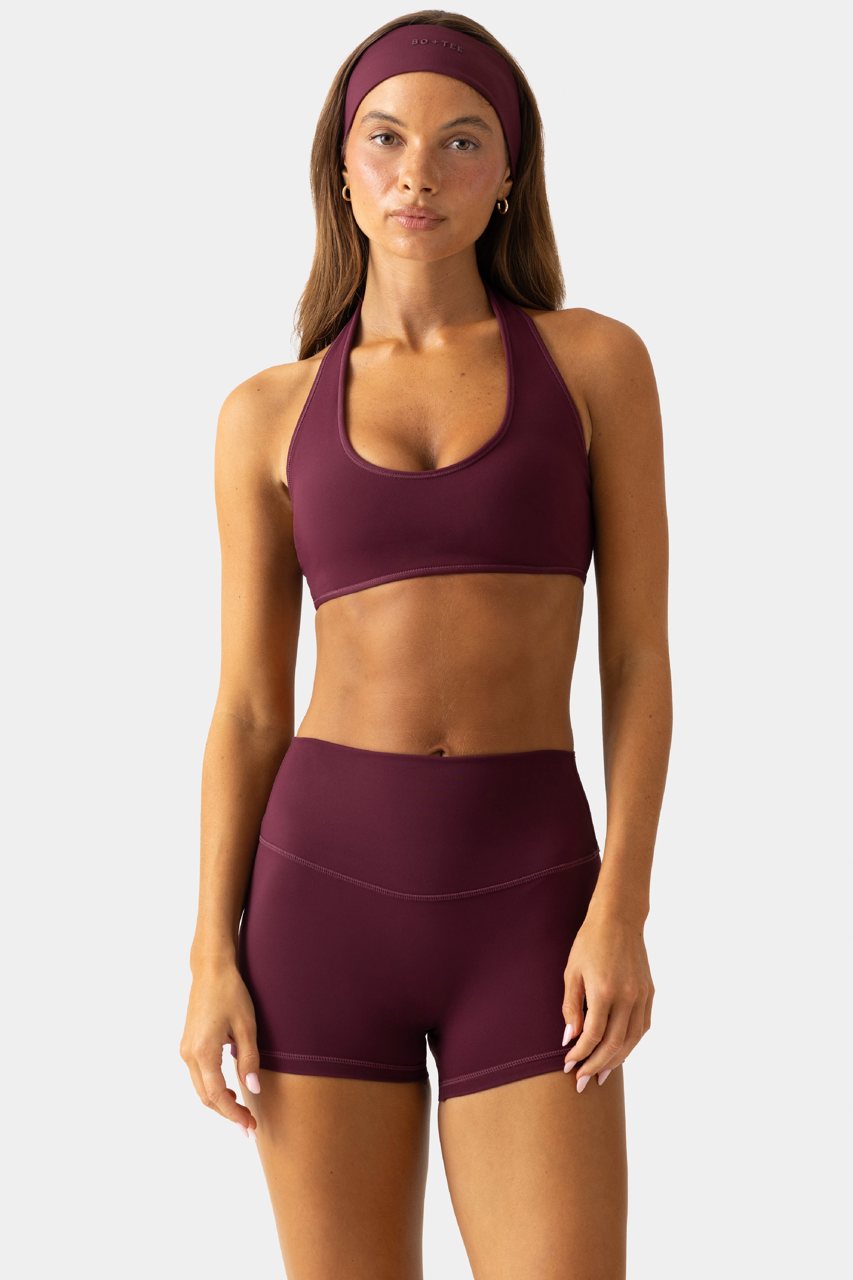 Oh Polly Bo+Tee mini short sport prune taille haute