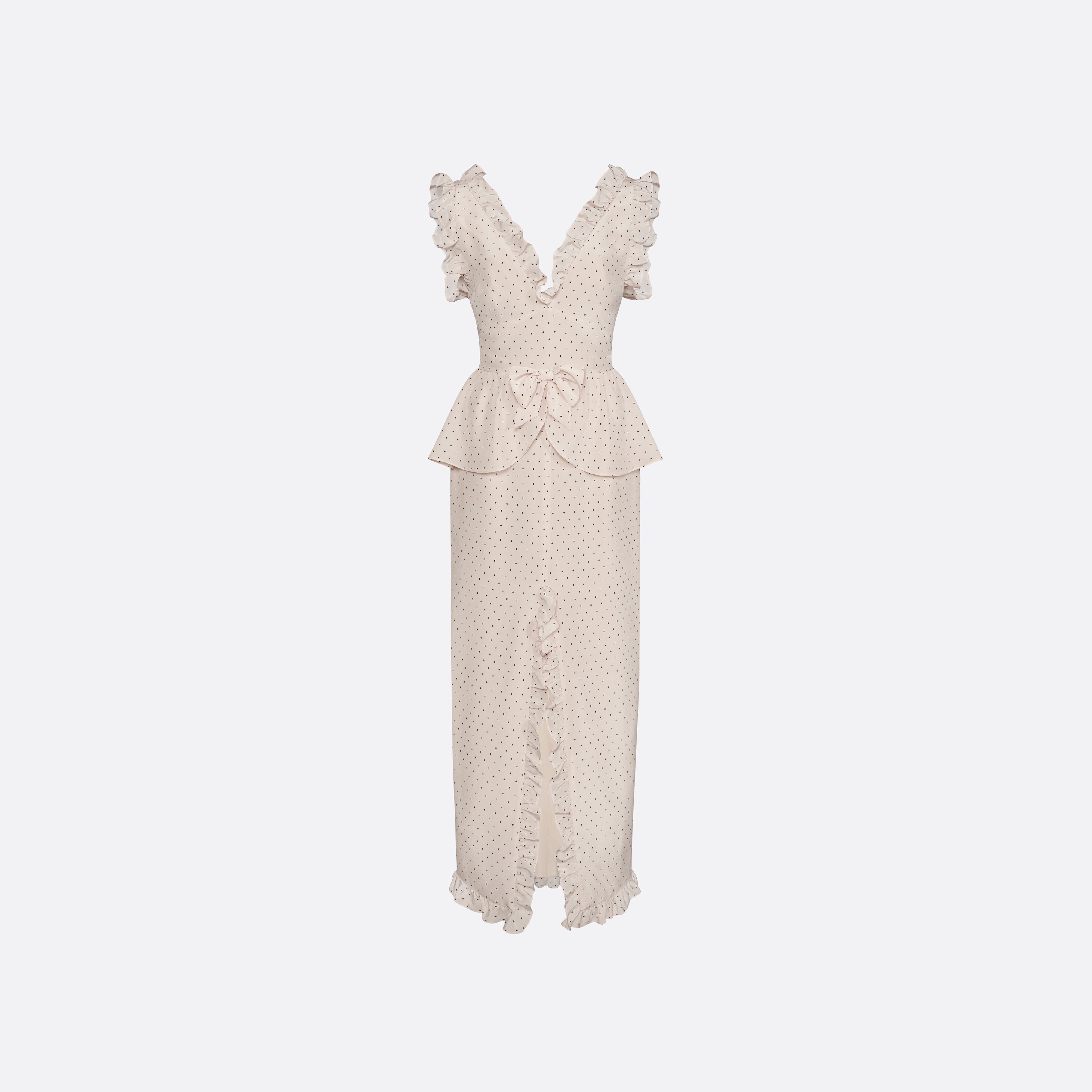 Alessandra Rich Dresses robe midi soie nœud marron amande 36-46