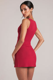 Oh Polly top carré rouge cerise modal moulant sans manche