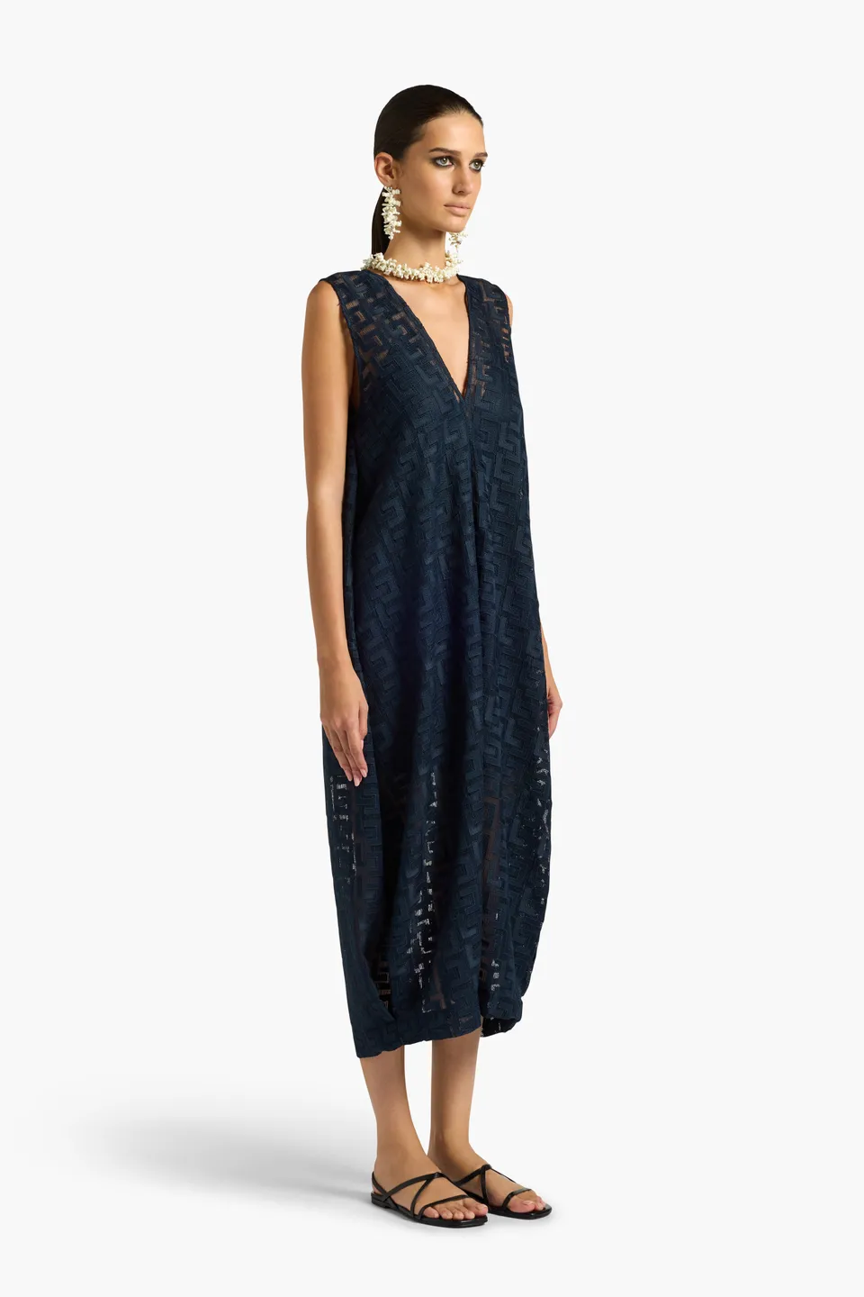 Liviana Conti Beverly robe midi abisso 38 macramé