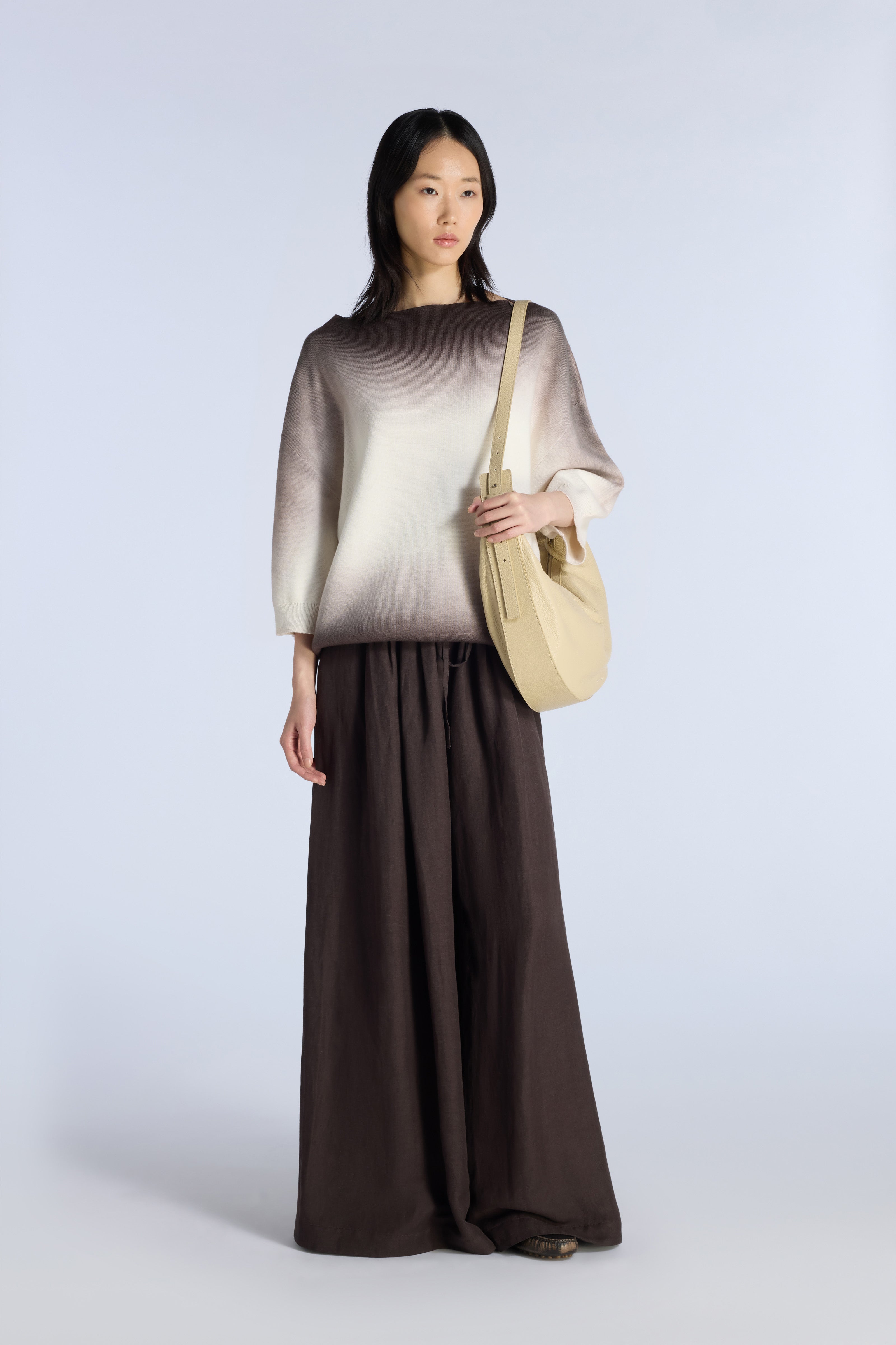 Liviana Conti Tania pull coton tie-dye blanc marron