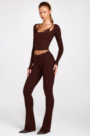 Oh Polly Philippa pantalon flare marron chocolat modal
