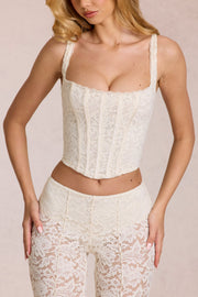 Oh Polly Cherith top corset dentelle perle crop dos lacé