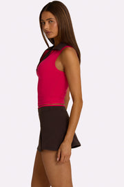 Oh Polly Bo+Tee Soft Active Collared Tank Top débardeur rose fuchsia