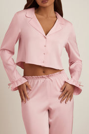 Oh Polly Tops Aimi haut pyjama rose satin volants