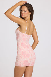 Oh Polly Embellished Asma Mini Robe Rose fleurs 3D