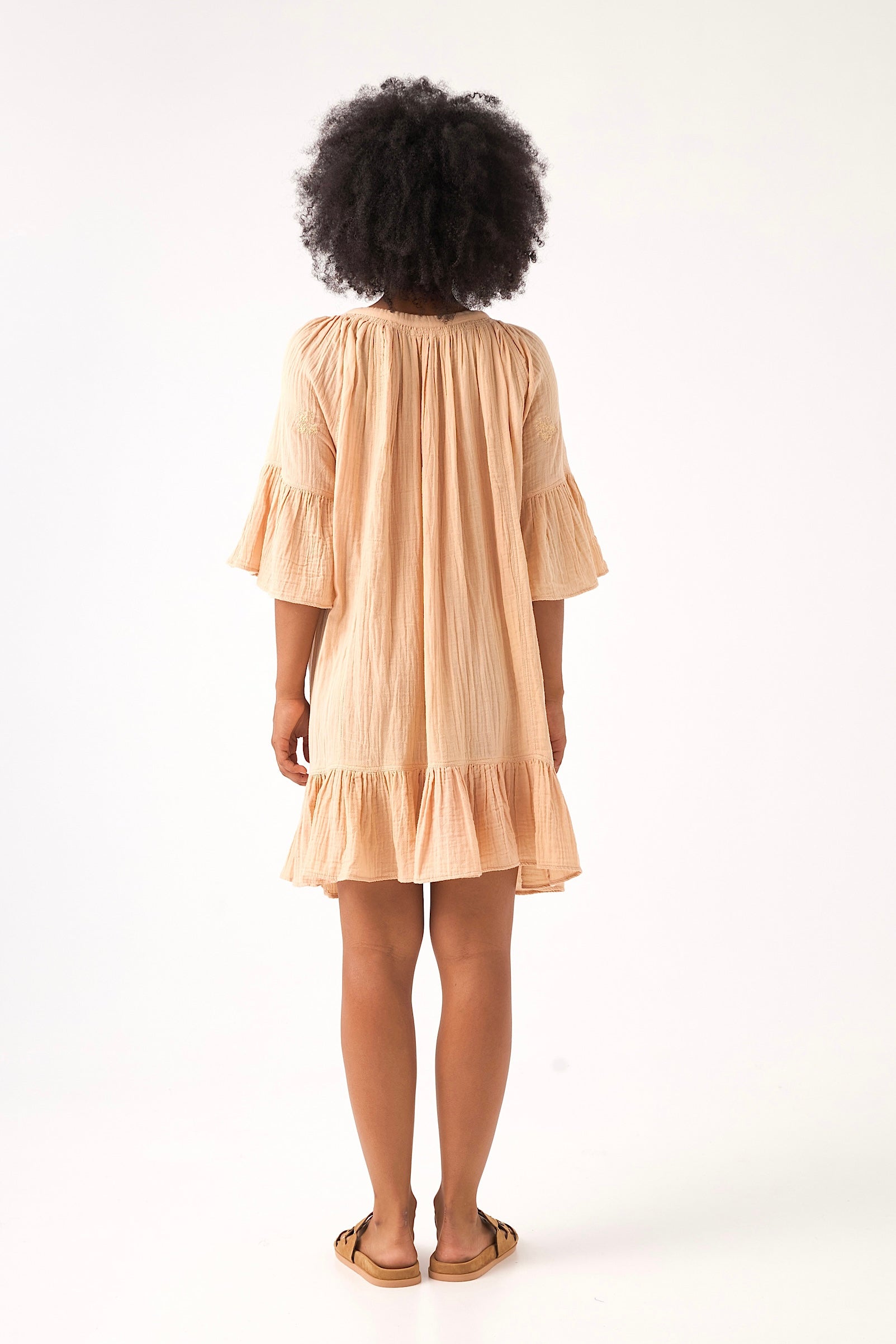 Chicosoleil Robes Faye robe beige sève gaze coton