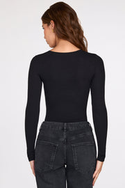 Oh Polly Bodysuits Verity body noir modal cotele dentelle