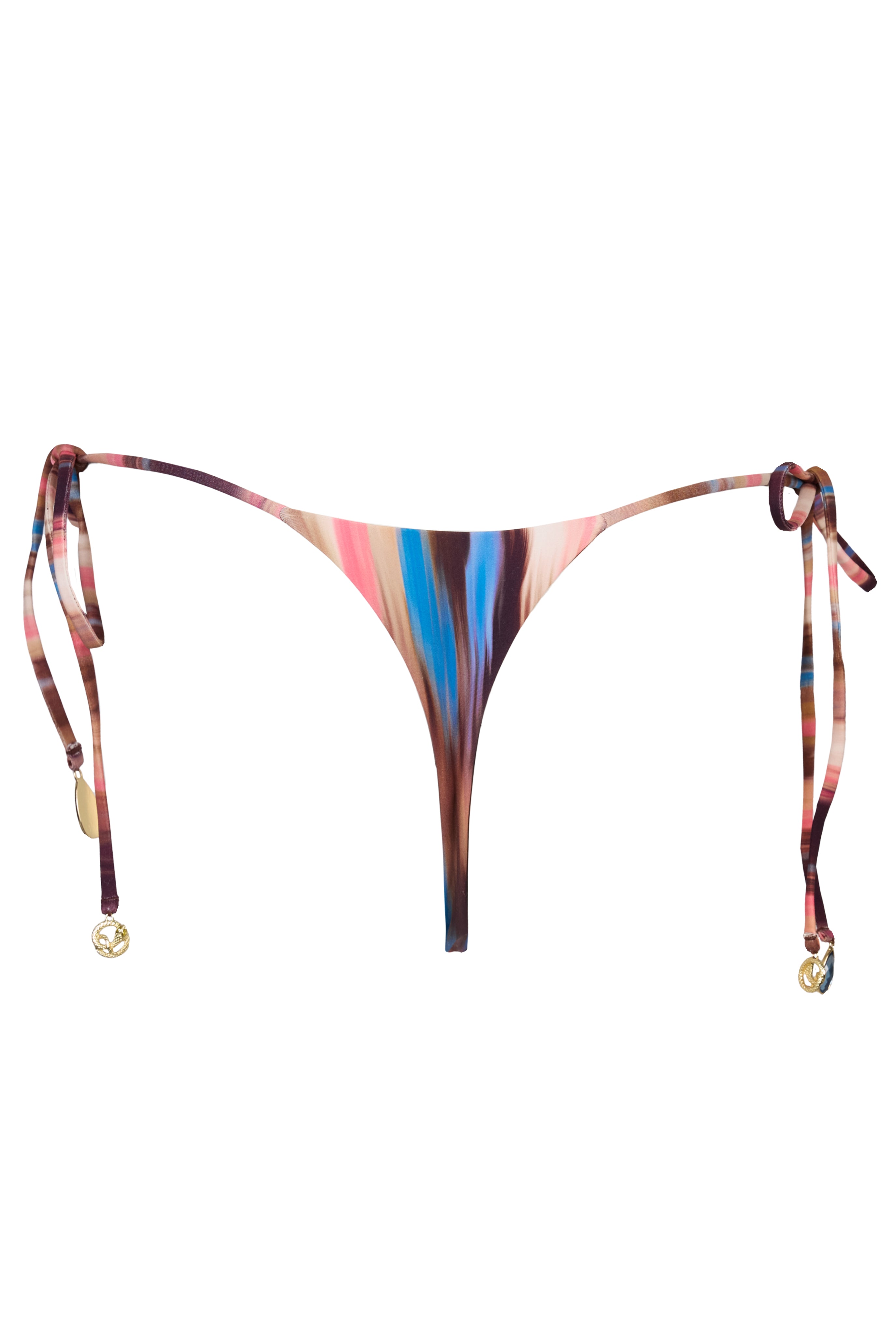 Oh Polly Candie Bas de Bikini String Rayé à Nouer Taille S