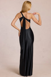 Oh Polly Adelina robe longue satin noir dos nu