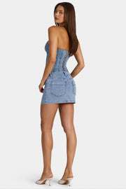 Oh Polly Skirts mini jupe jean taille basse bleu moyen
