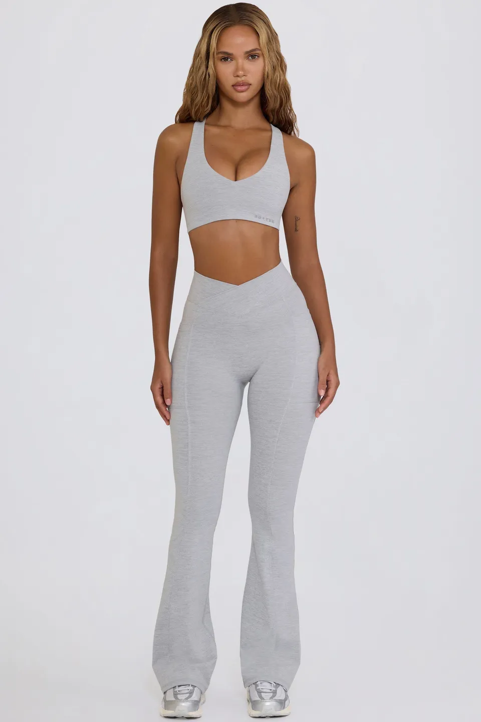 Oh Polly Bo+Tee Soft Active V-Waist Legging évasé gris