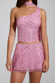 Oh Polly Embellished Cosette top rose perles
