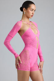 Oh Polly Melody combishort strass rose bonbon dentelle 8172