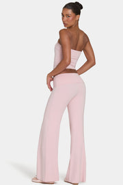 Oh Polly ButterCloud pantalon large rose lien taille