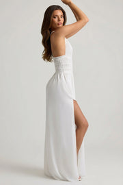 Oh Polly Dresses Robe Pryana Blanche Maxi Plongeante