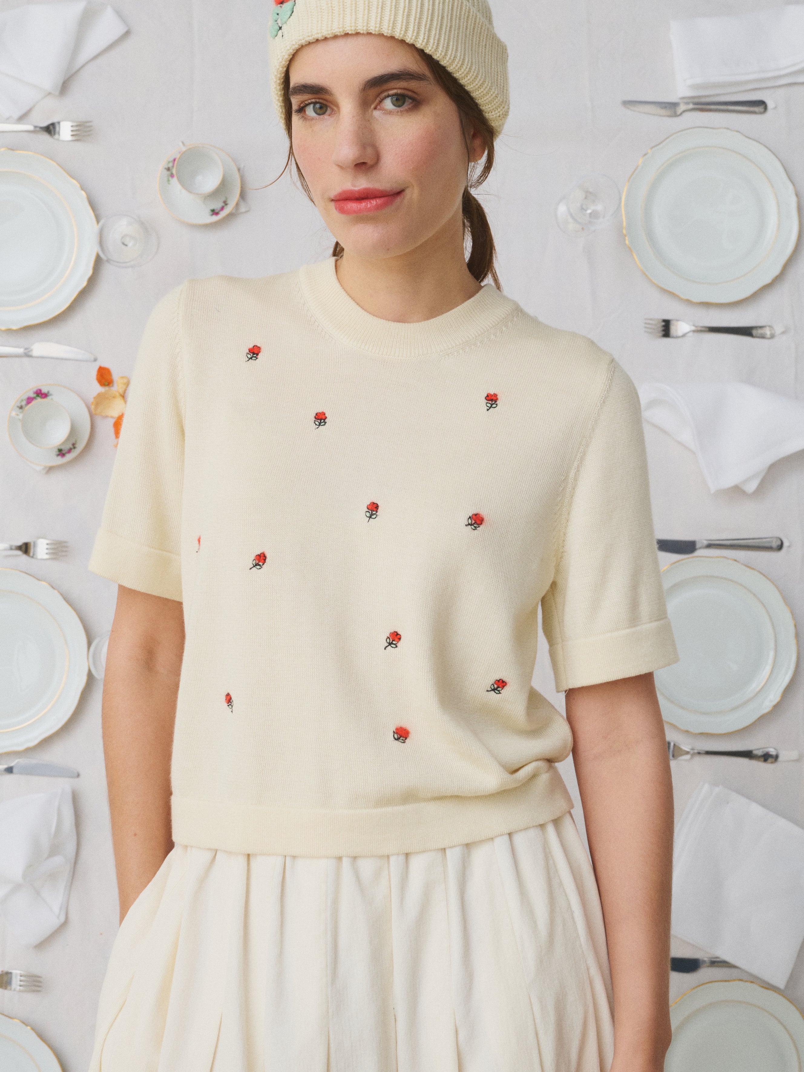 Mii à table Axelle pull laine soie blanc cassé taille S