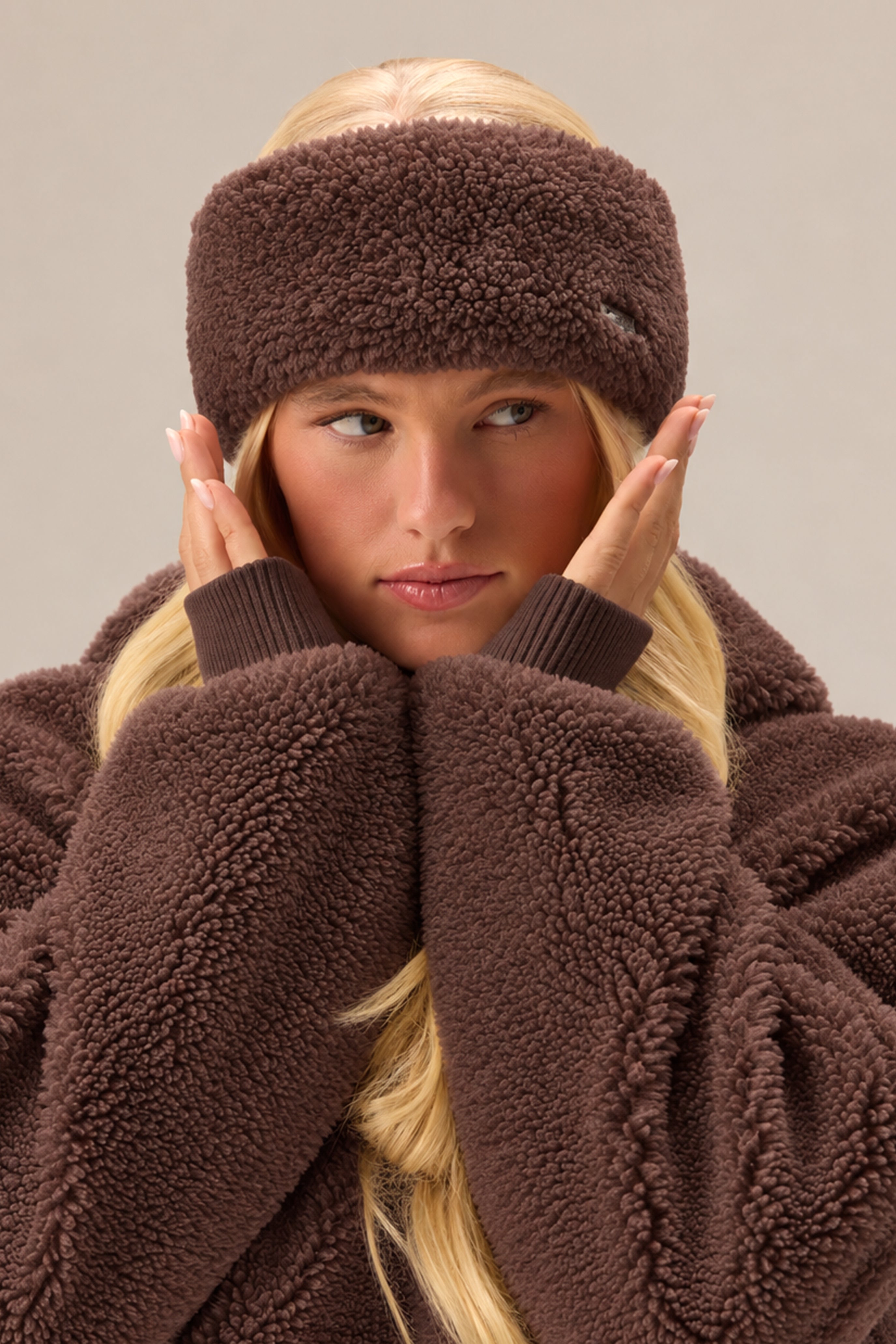 Oh Polly Bo+Tee Teddy Fleece bandeau polaire châtain