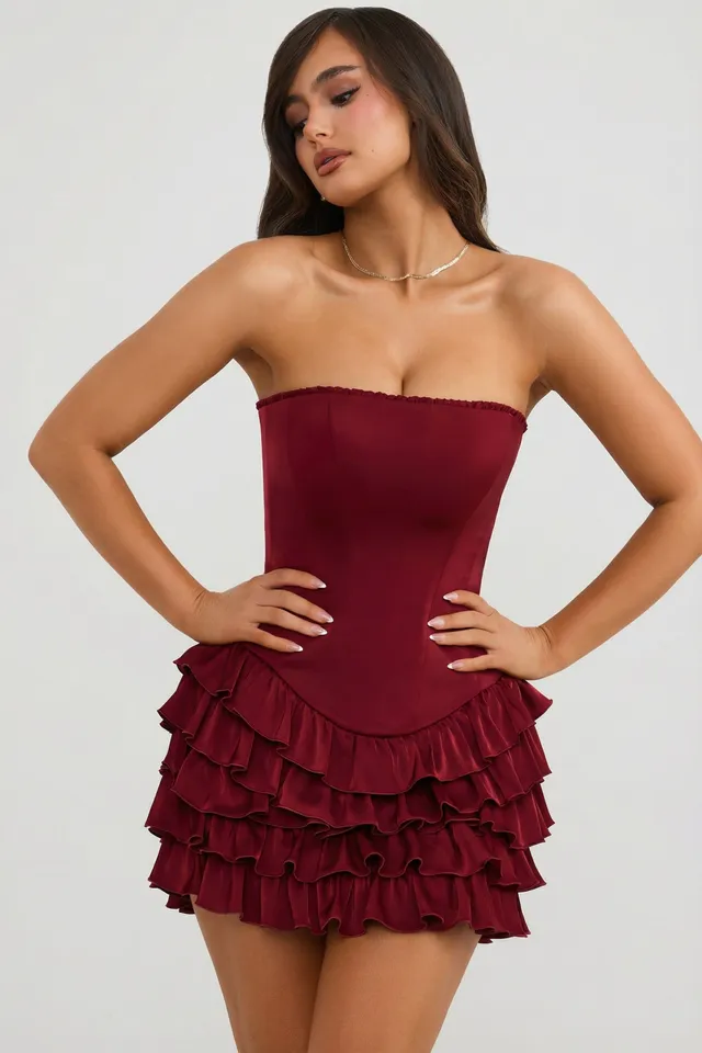 Oh Polly Juliet robe mini rouge corset volants bustier