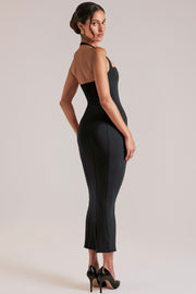 Oh Polly 15985 robe midaxi halter bustier noir Black