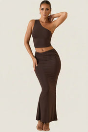 Oh Polly Andi 10741 top marron une épaule modal