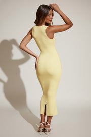 Oh Polly Ainslee 5617 robe midi jaune pastel moulante modal
