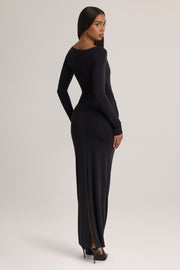 Oh Polly Mericia Robe longue noire jersey nouée